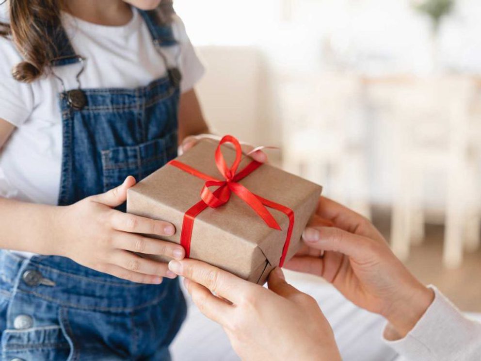 Woman with birthday gift